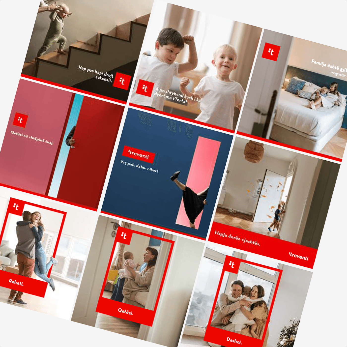 Three Facebook ad creatives for Treventi shown on iPhones.